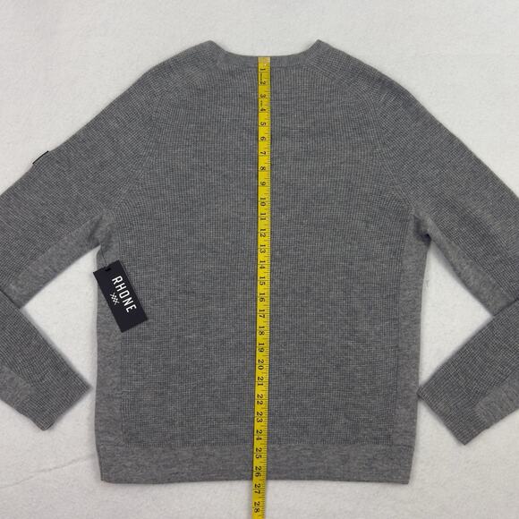 Rhone Wool Cashmere Sweater Men’s M Light Gray Heather Waffle Knit NWT - Picture 6 of 11